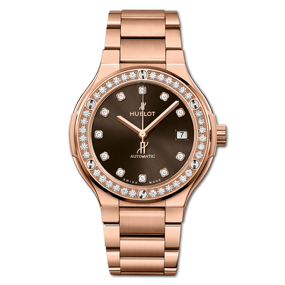 Reloj Hublot - King Gold Brown Diamonds Bracelet 38 - 568.OX.898M.OX.1204 - Amaya Joyeros