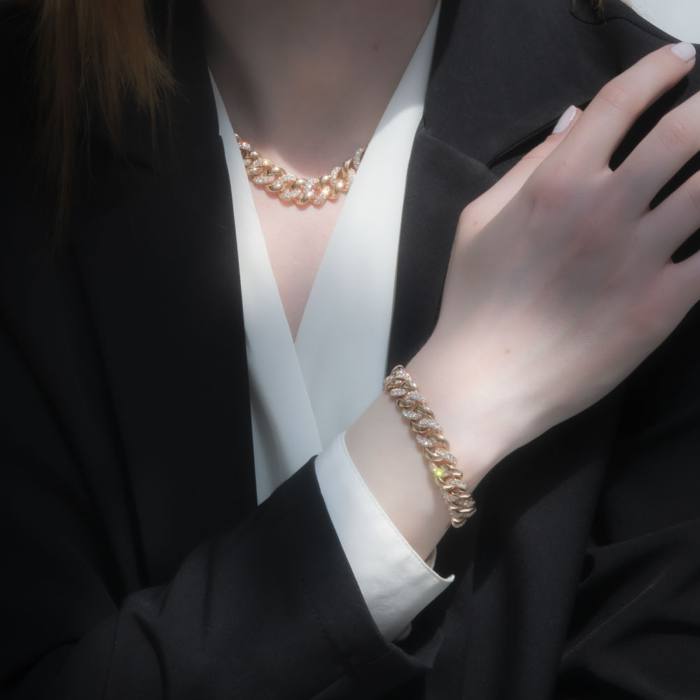 AMAYA - Pulsera Groumette con Diamantes