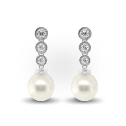 AMAYA - Pendientes Colgantes de Perlas y Diamantes