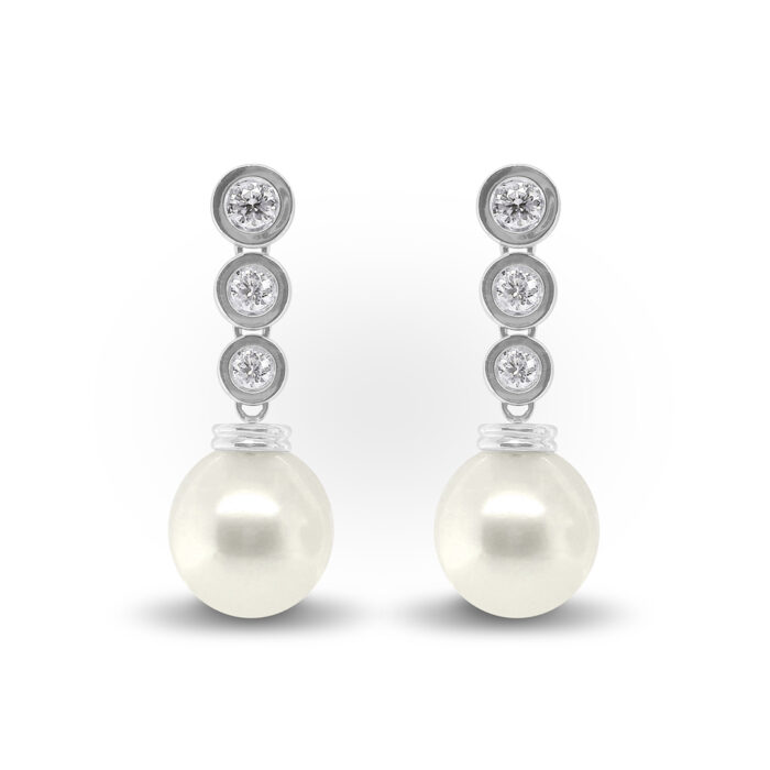 AMAYA - Pendientes Colgantes de Perlas y Diamantes