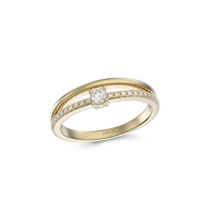 AMAYA - Sortija oro amarillo y brillantes