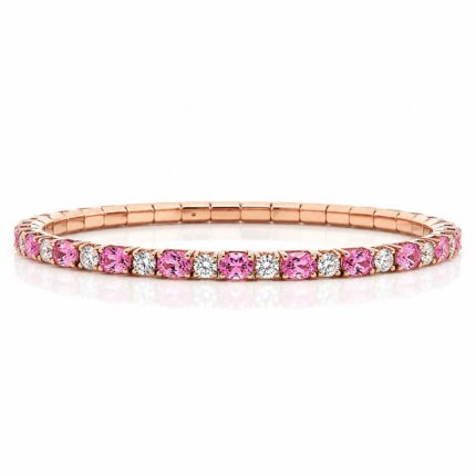 AMAYA - Pulsera de Tenis en Oro Rosa con Diamantes y Zafiros