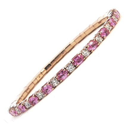 AMAYA - Pulsera de Tenis en Oro Rosa con Diamantes y Zafiros