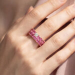 AMAYA - Anillo Corazones Diamante y Zafiros