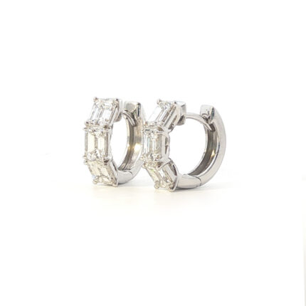 AMAYA - Pendientes Aro en Oro con Diamantes talla Esmeralda