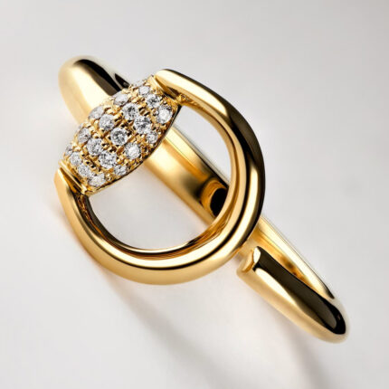 GUCCI - Anillo Abierto Horsebit con diamantes