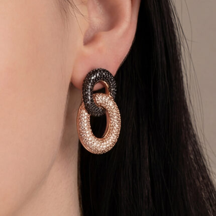 AMAYA - Pendientes Cadena Oro Rosa con Diamantes