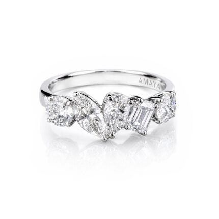 AMAYA - Anillo de Oro Blanco con Diamantes Multitalla