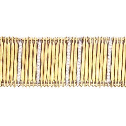 AMAYA - Brazalete en Oro Amarillo y Blanco con Diamantes