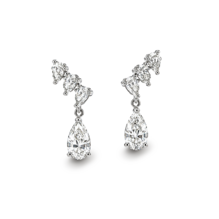 AMAYA - Pendientes en Oro Blanco con Diamantes Talla Pera